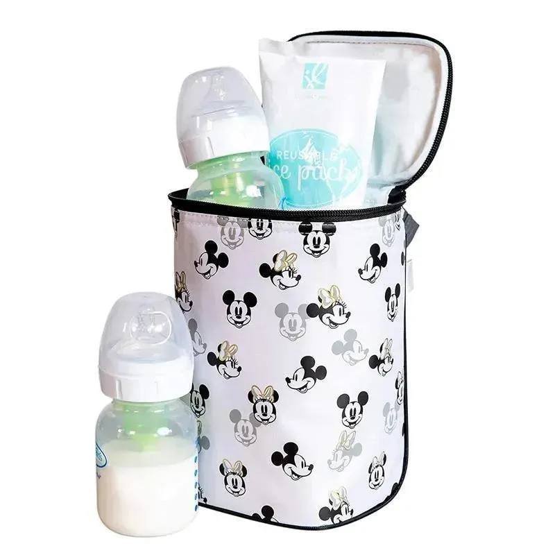 J.L. CHILDRESS TWOCOOL DOUBLE BOTTLE COOLER WITH ICE PACK, MICKEY MINNIE WHITE