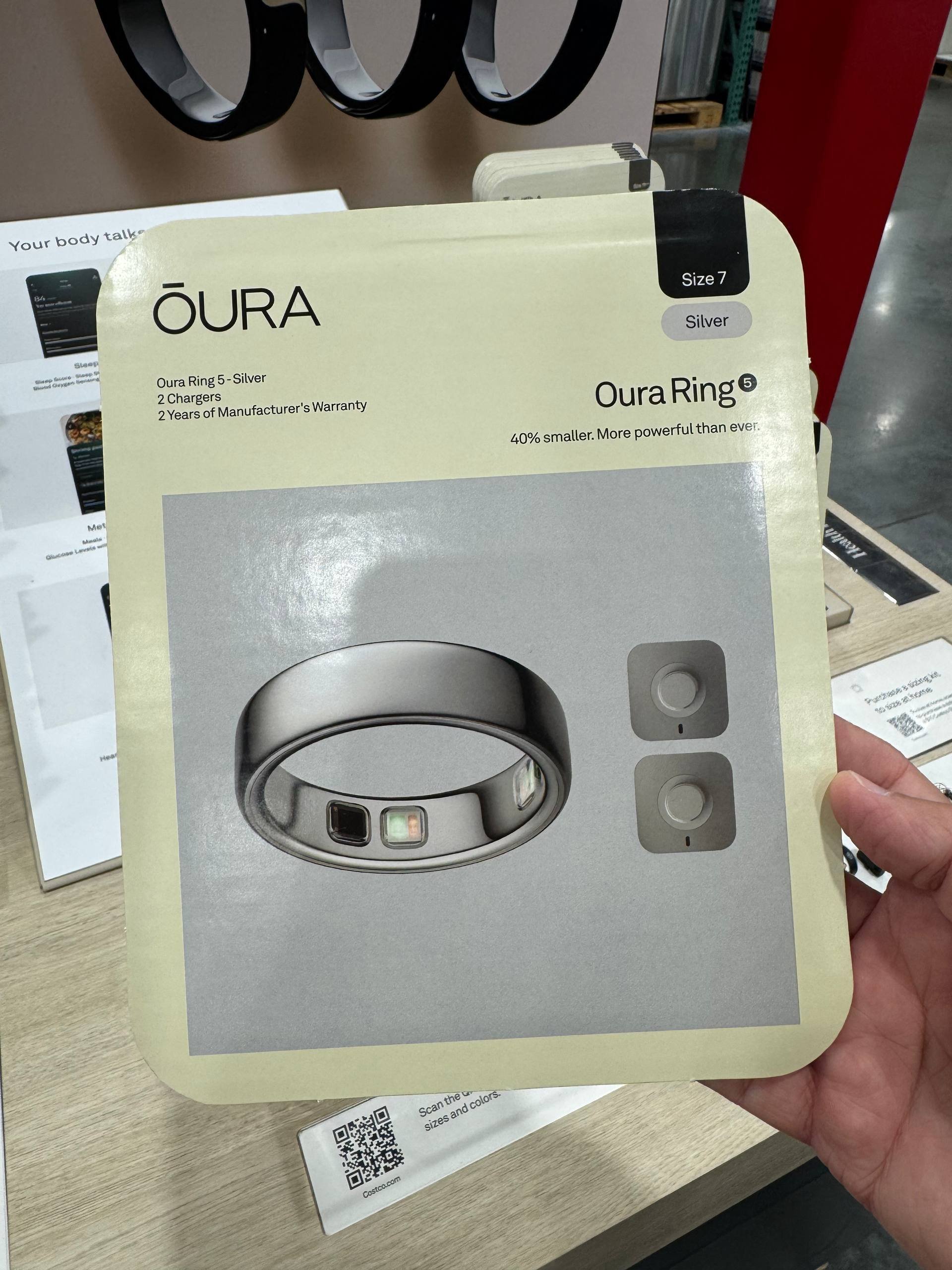 OURA RING 5 SILVER COM 2 CARREGADORES + 2 ANOS DE GARANTIA