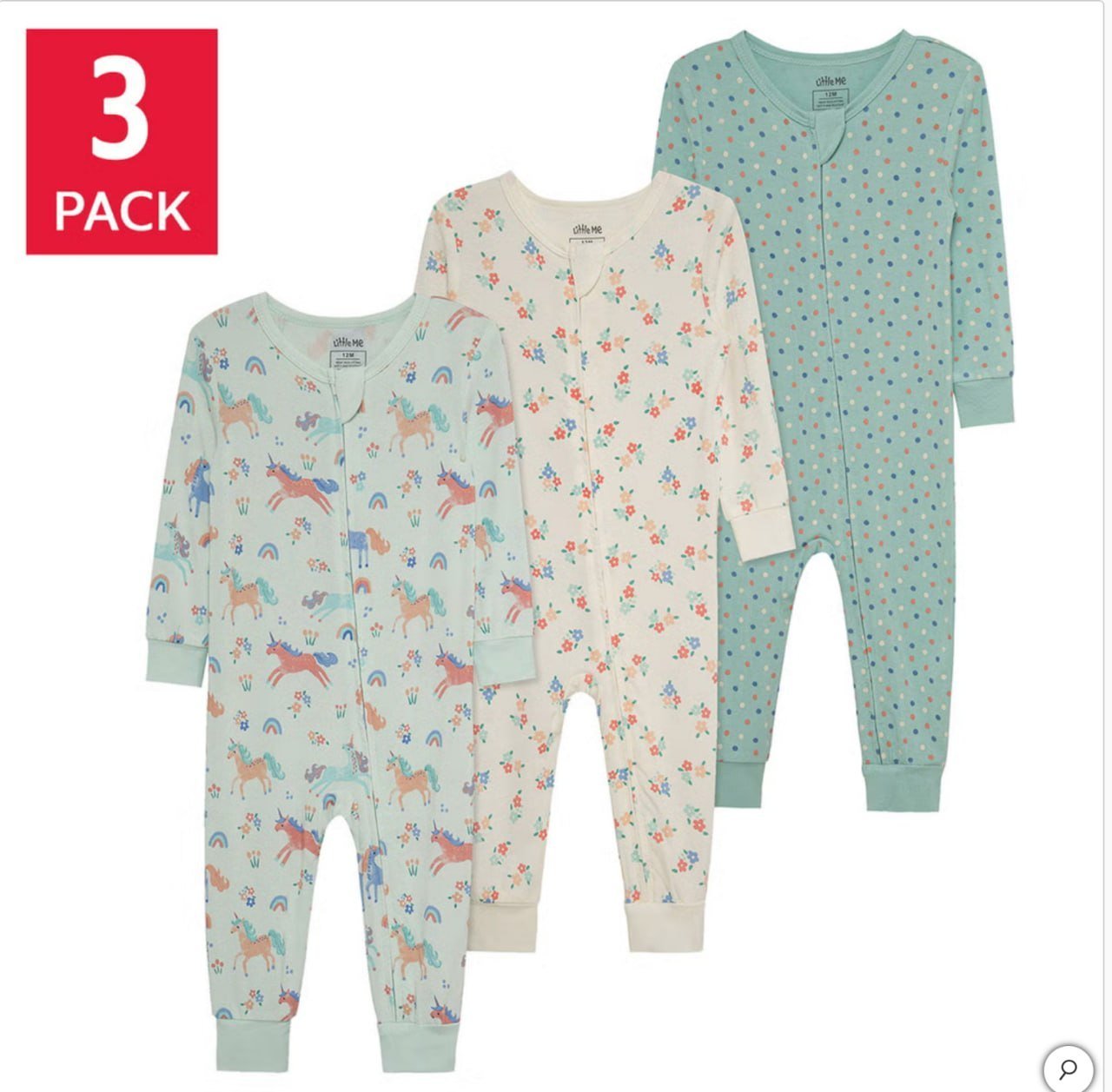 Little Me 3-pack Baby Sleepers Set