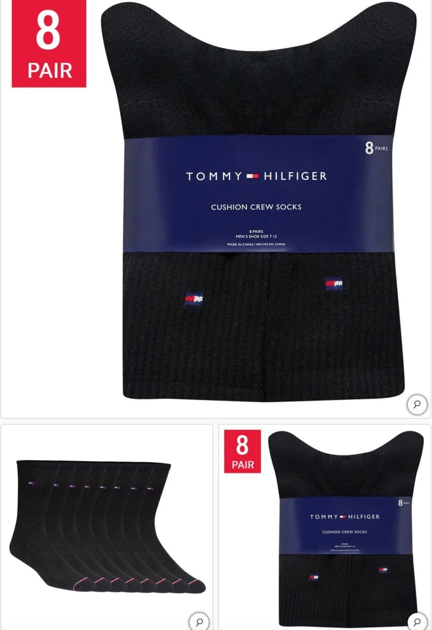Tommy Hilfiger Men's Casual Crew Sock, 8-pair