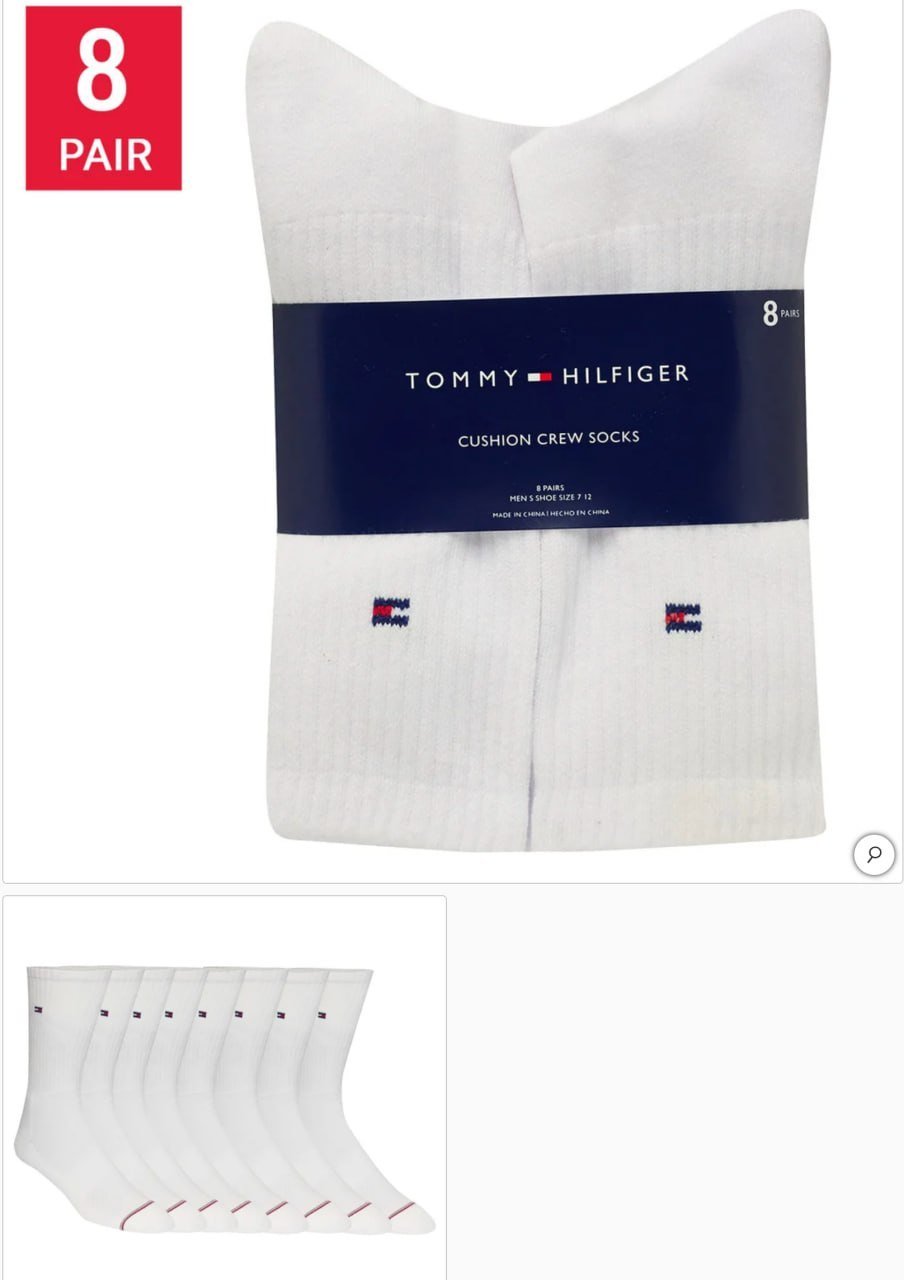 Tommy Hilfiger Men's Casual Crew Sock, 8-pair