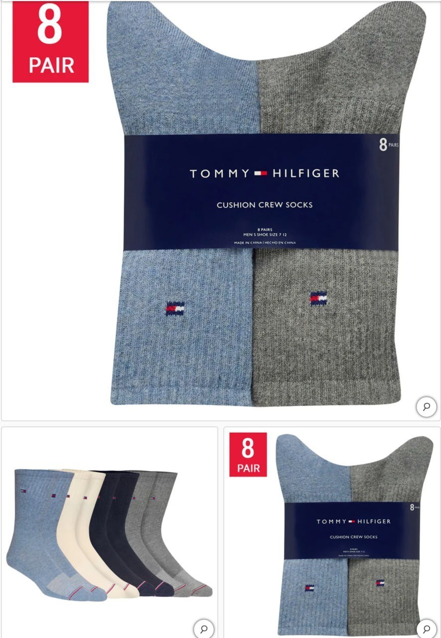 Tommy Hilfiger Men's Casual Crew Sock, 8-pair