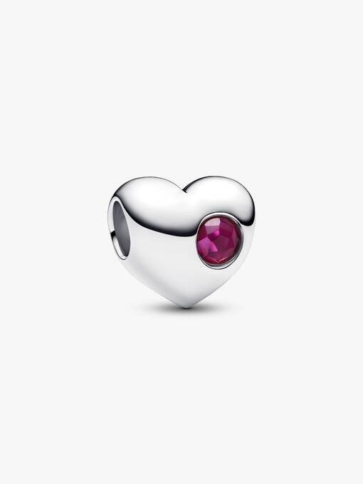 Engravable Red Stone Heart Charm