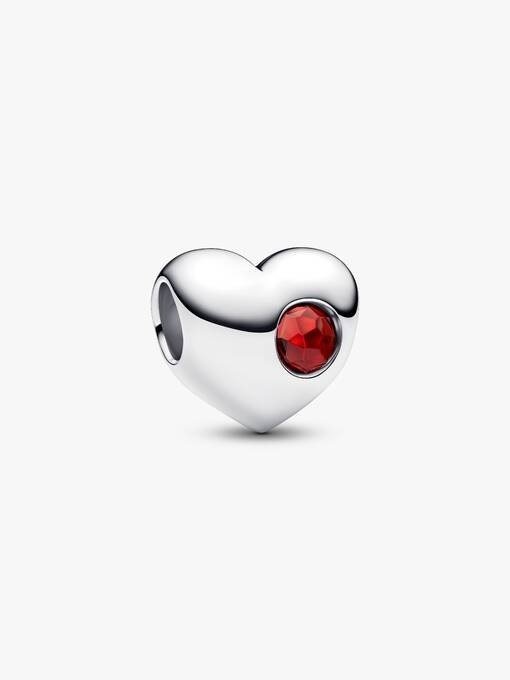 Engravable Red Stone Heart Charm