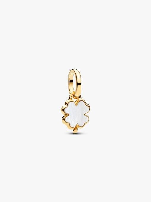 White Lucky Clover Dangle Charm