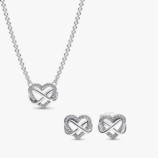 Sparkling Infinity Heart Necklace Set