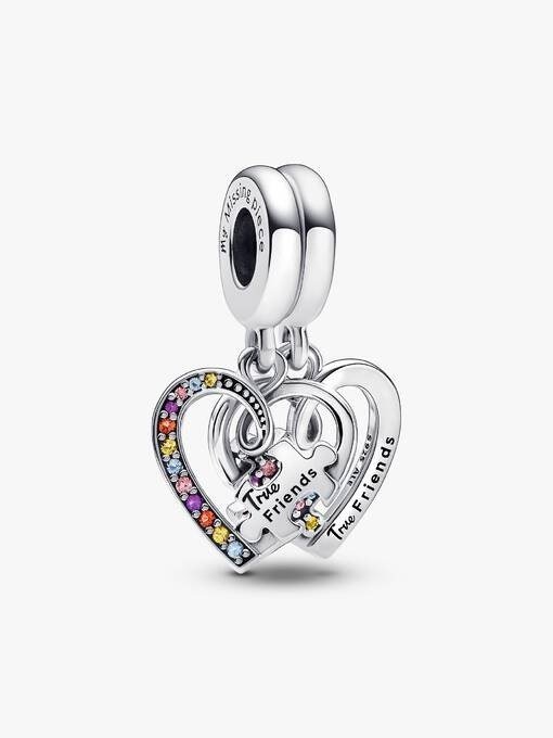 Puzzle Piece Hearts Splittable Friendship Dangle Charm