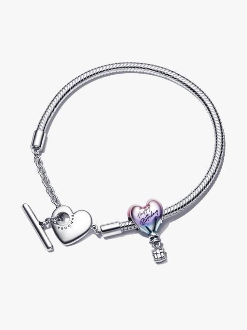 Happy Birthday Balloon T-Bar Heart Bracelet Set