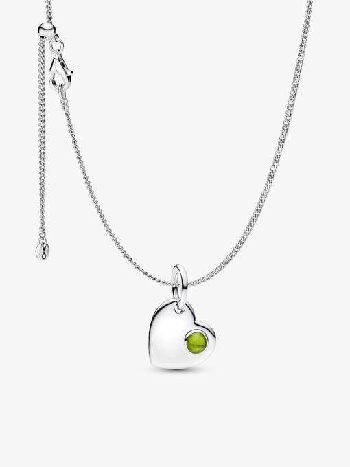 August Birthstone Heart Pendant Necklace