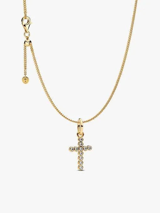 Round Bezel Cross Necklace Set