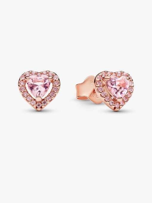 Pink Elevated Heart Stud Earrings
