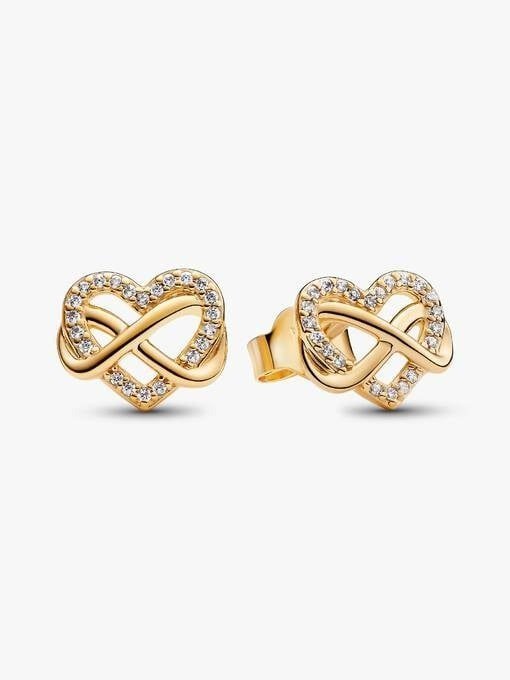 Sparkling Infinity Heart Stud Earrings