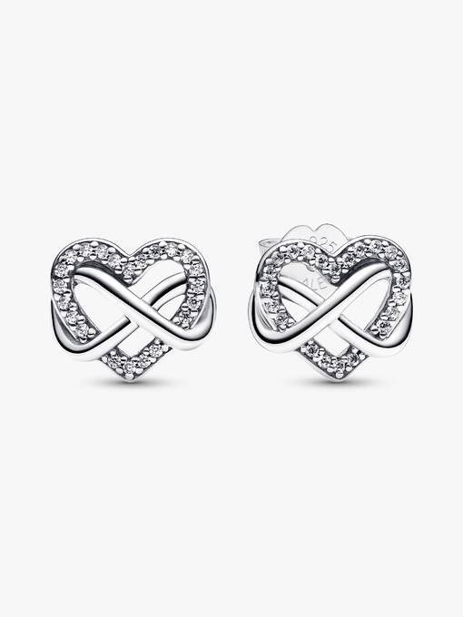 Sparkling Infinity Heart Stud Earrings