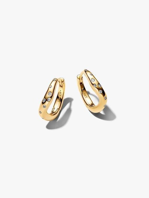 Organically Shaped Stone-Set Hoop Earrings
