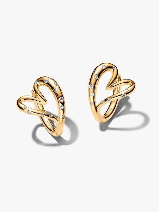 Organically Shaped Stone-Set Heart Hoop Earrings
