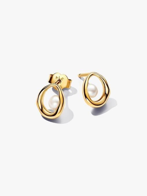 Organically Shaped Oval & Treated Freshwater Cultured Pearl Stud Earrings
