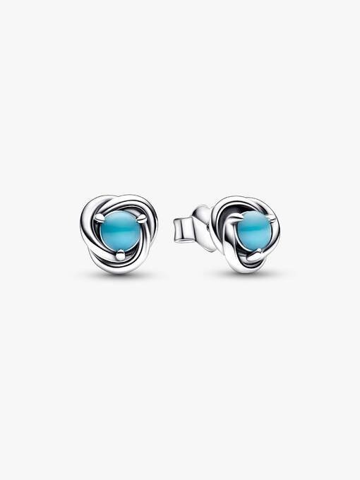 FINAL SALE - December Turquoise Blue Eternity Circle Stud Earrings