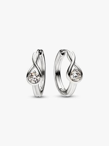 FINAL SALE - Pandora Infinite 14k White Gold Lab-grown Diamond Hoop Earrings
