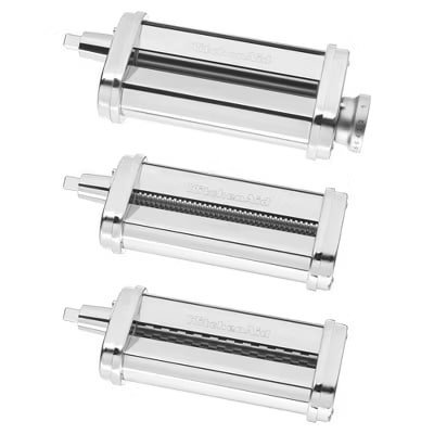 KitchenAid 3pc Pasta Roller & Cutter Set - KSMPRA: Metal Stand Mixer Accessories, Includes Fettuccine Cutter, Silver