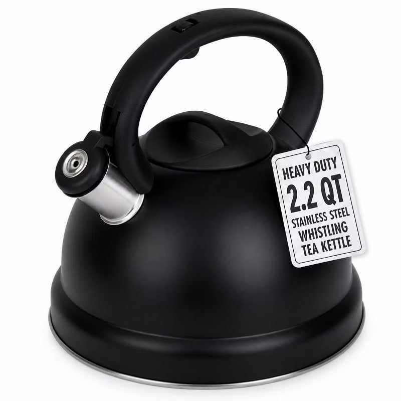 Luminuxe Whistling Tea Kettle, 2.2qt Stainless Steel Stove Top Kettle with Cool-Touch Handle, Durable, Fast Boil Tea Pot for Gas or Electric Stove