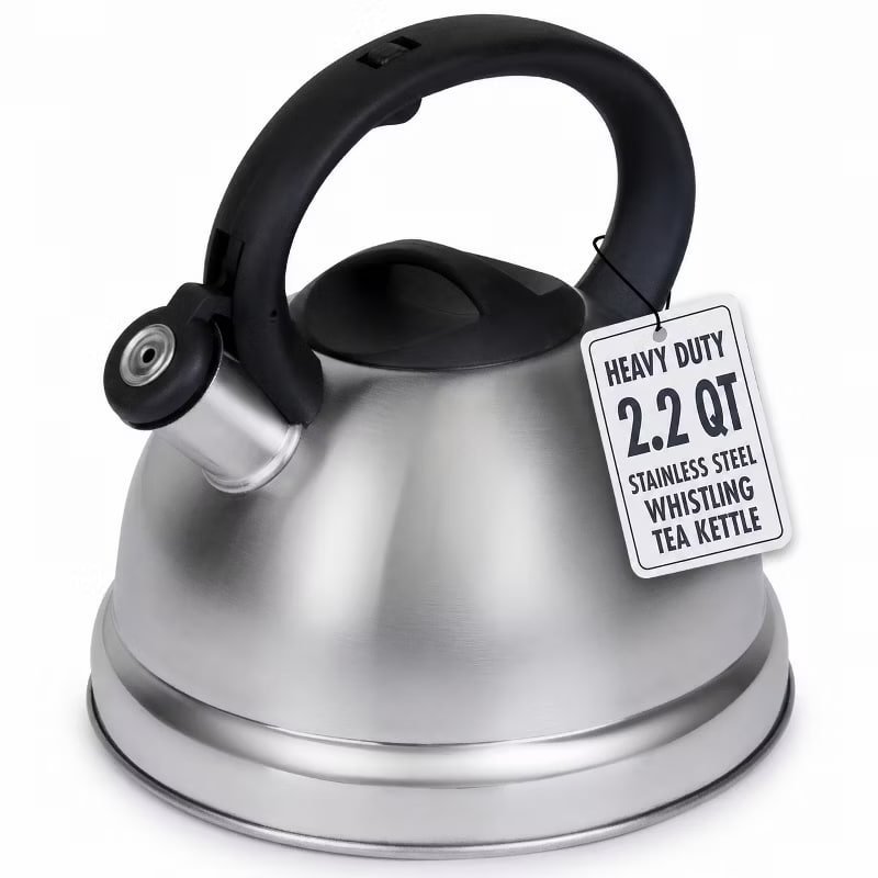 Luminuxe Whistling Tea Kettle, 2.2qt Stainless Steel Stove Top Kettle with Cool-Touch Handle, Durable, Fast Boil Tea Pot for Gas or Electric Stove