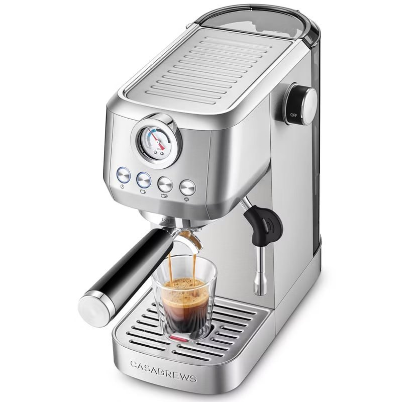 CASABREWS 3700Gense Espresso Machine with 58mm Portafilter, PID Temperature Control, Pressure Gauge, 20-Bar Pump, Steam Wand & Stainless Steel Design