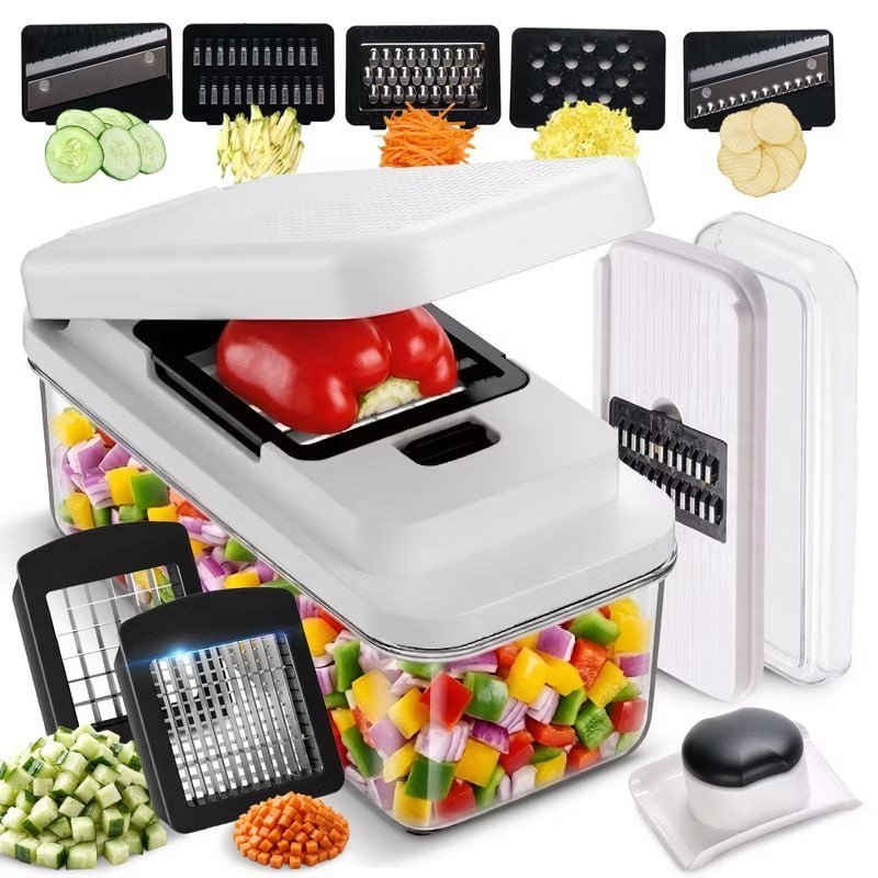 Cheer Collection 7 Blade Vegetable Slicer, Vegetable Chopper with Container and Lid