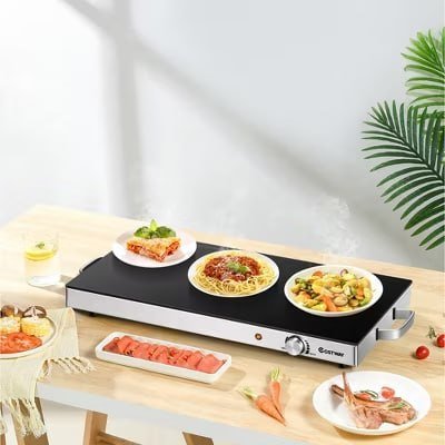 Costway 22''x 14'' Electric Warming Tray Hot Plate Dish Warmer w/ Adjustable Temperature