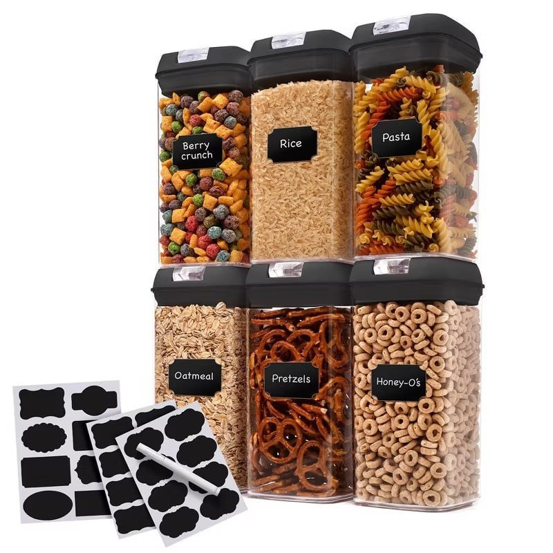 Cheer Collection Set of 6 42oz Airtight Food Storage Containers (White)