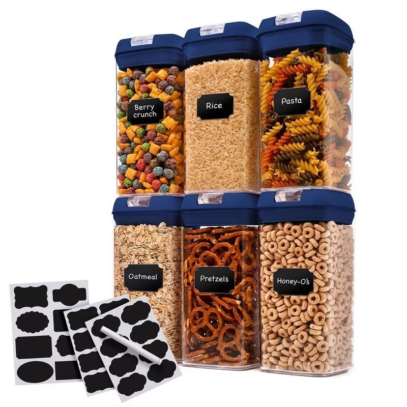 Cheer Collection Set of 6 42oz Airtight Food Storage Containers (White)