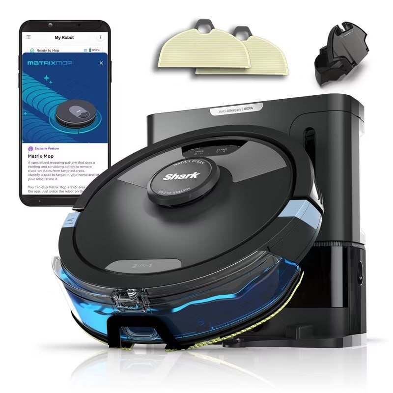 Shark Matrix Plus 2-in-1 Cordless Robot Vacuum & Mop RV2610WA 10" Cleaning Path Black