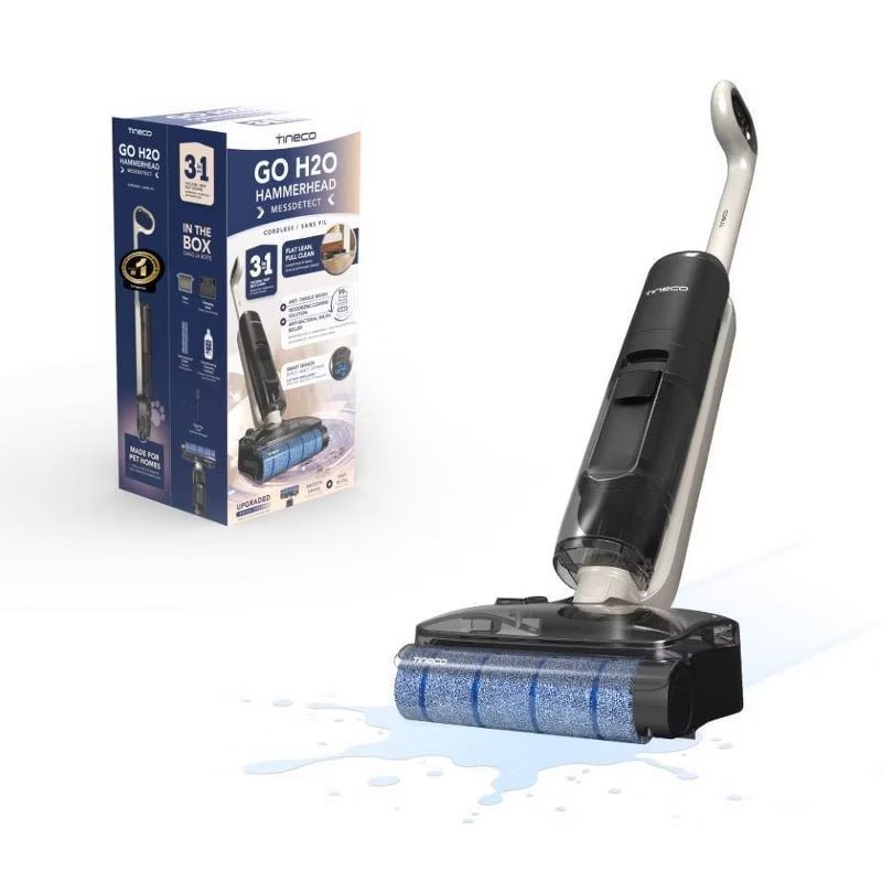 Tineco GO HammerHead MessDetect Cordless Wet/Dry Mop & Vacuum with ZeroTangle and Lay Flat Technology