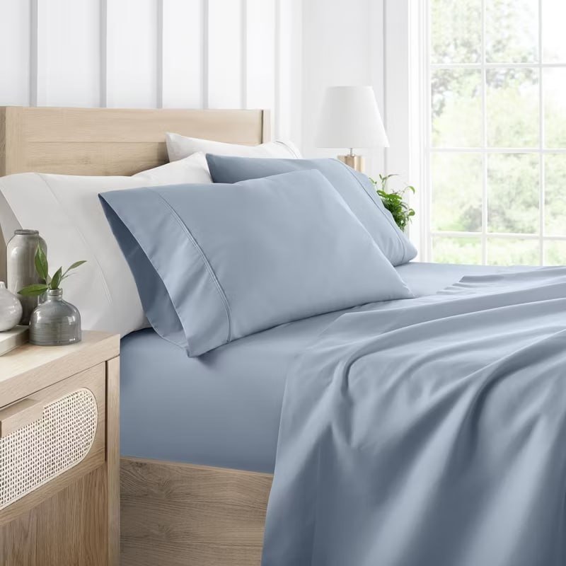 4 Piece Bed Sheet Set Solid Double Brushed Microfiber, Ultra Soft, Deep Pocket - Becky Cameron, Mint Green, Queen