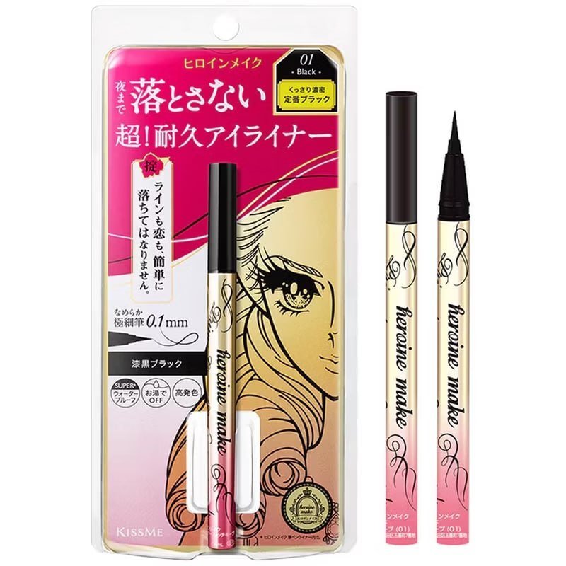 Kiss Me Heroine Make Prime Liquid Eyeliner Rich Keep, 01 Jet Black, 0.01 oz