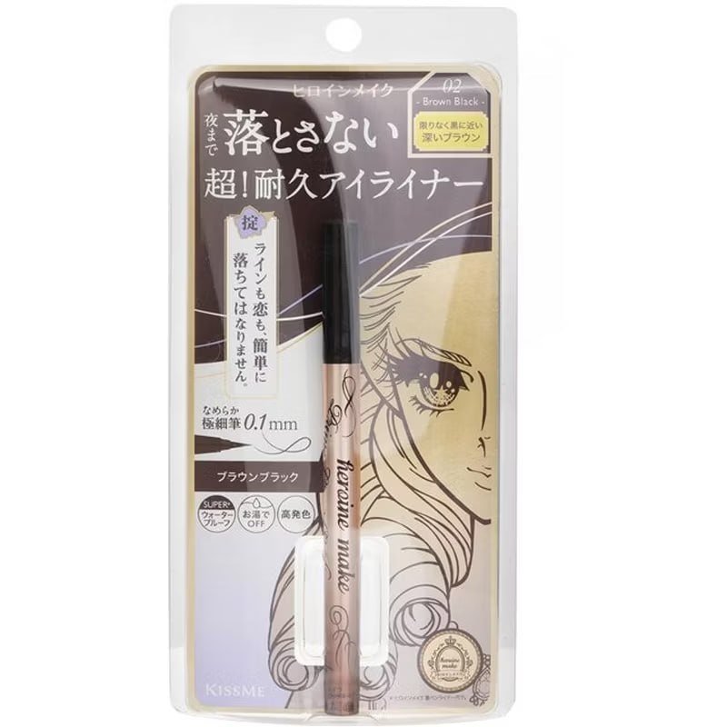 Kiss Me Heroine Make Prime Liquid Eyeliner Rich Keep, 02 Brown Black, 0.01 oz