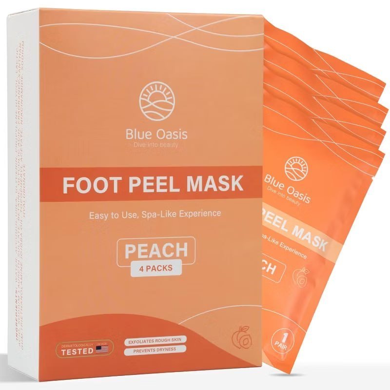 Blue Oasis Foot Peeling Mask - Exfoliating Foot Mask for Dry Cracked Feet, Avocado Cracked Heel Treatment, Moisturizing Foot Peel Mask, Luxury Foot