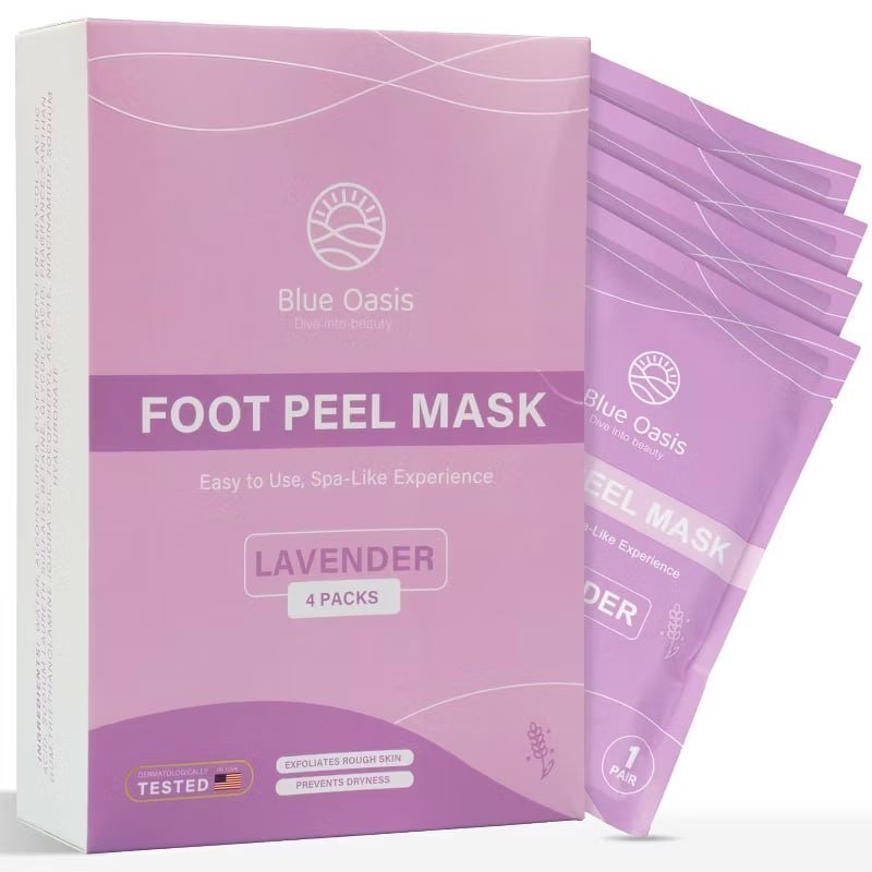 Blue Oasis Foot Peeling Mask - Exfoliating Foot Mask for Dry Cracked Feet, Avocado Cracked Heel Treatment, Moisturizing Foot Peel Mask, Luxury Foot