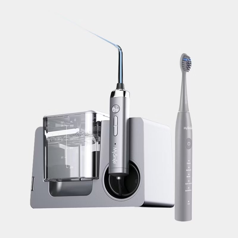 LP233 Pro UVC Countertop Water Flosser with DY156 Essential Electric Toothbrush Bundle, Silver