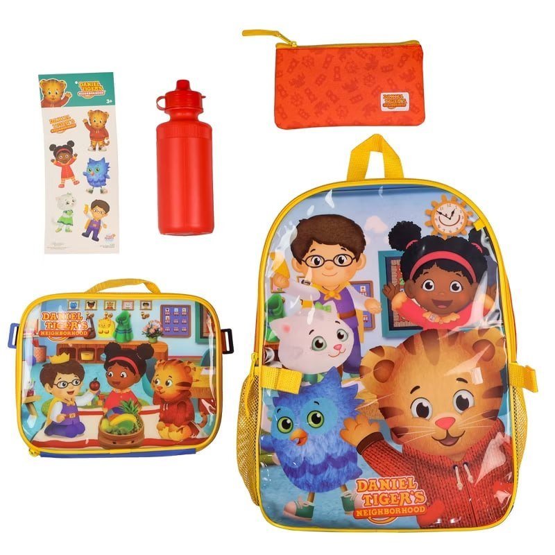 INTIMO Daniel Tiger's Neighborhood Backpack 16" 5 Piece Set With Detachable Lunch Tote Multicolored