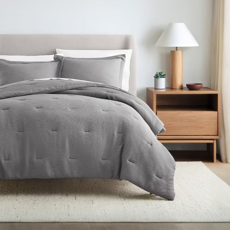 Cloud Weave Textured Comforter Set, Plush All-Season Down Alternative, Ultra Soft, 3-Piece Set - Becky Cameron, Dune, King/California King