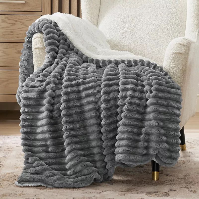 Bedsure Plush Fleece Throw Blanket - Lightweight Soft Couch Blanket, Black, 50x60 In