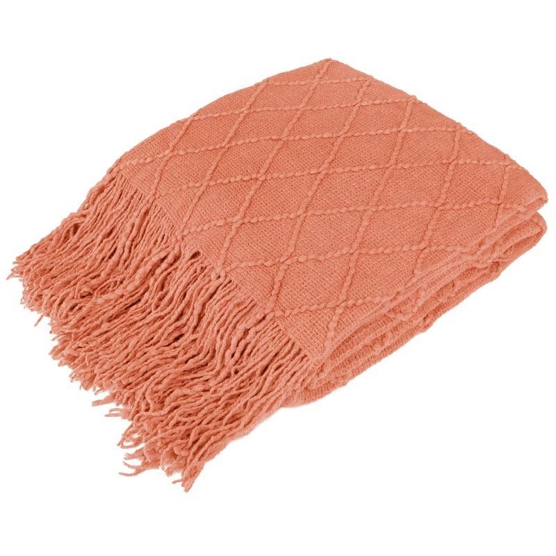 PAVILIA Knit Textured Soft Throw Blanket for Sofa, Living Room Decor, and Bed, Dark Red/Throw - 50x60