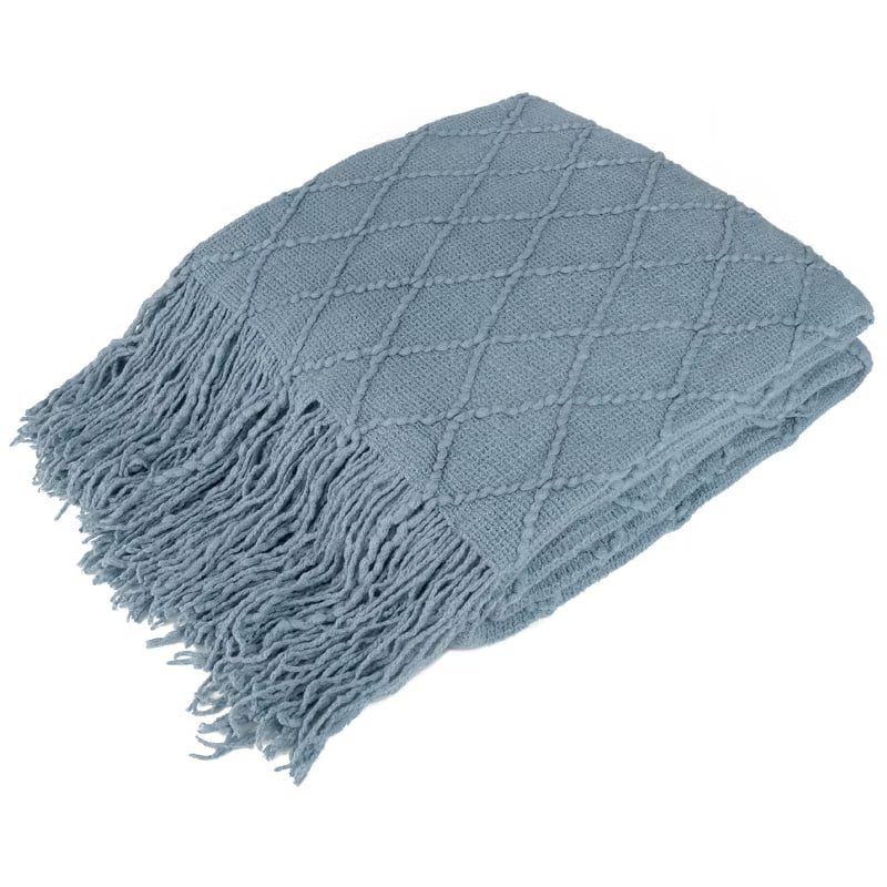 PAVILIA Knit Textured Soft Throw Blanket for Sofa, Living Room Decor, and Bed, Dark Red/Throw - 50x60