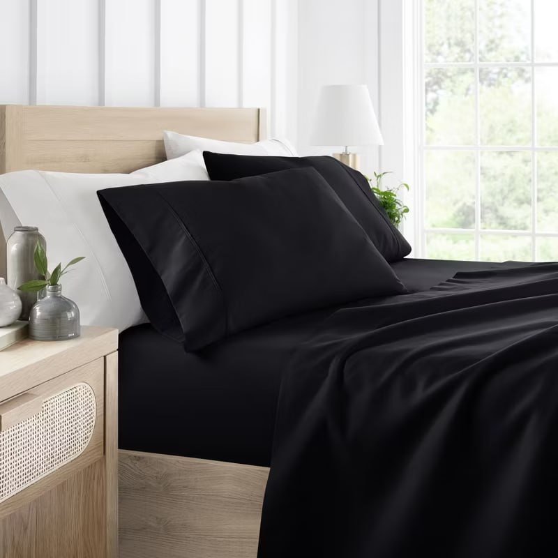 4 Piece Bed Sheet Set Solid Double Brushed Microfiber, Ultra Soft, Deep Pocket - Becky Cameron, Light Gray, King
