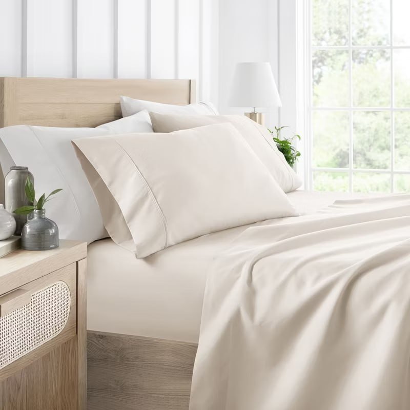 4 Piece Bed Sheet Set Solid Double Brushed Microfiber, Ultra Soft, Deep Pocket - Becky Cameron, Light Gray, King