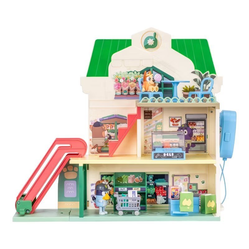 Bluey Let's Play Chef Supermarket Playset - 22pk: Includes Sound Effects, Stickers, and 2 Figures