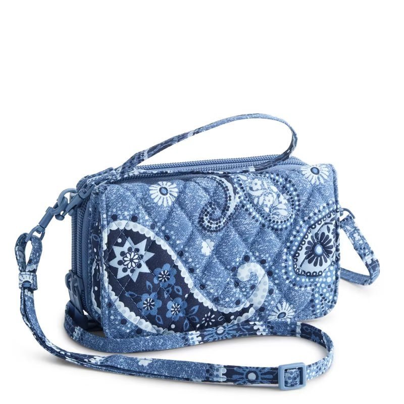 Vera Bradley Women's Outlet Cotton 3-in-1 Crossbody Bag Stamped Irises