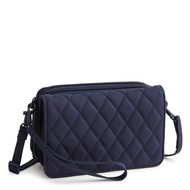 Vera Bradley Women's Outlet Cotton 3-in-1 Crossbody Bag Stamped Irises