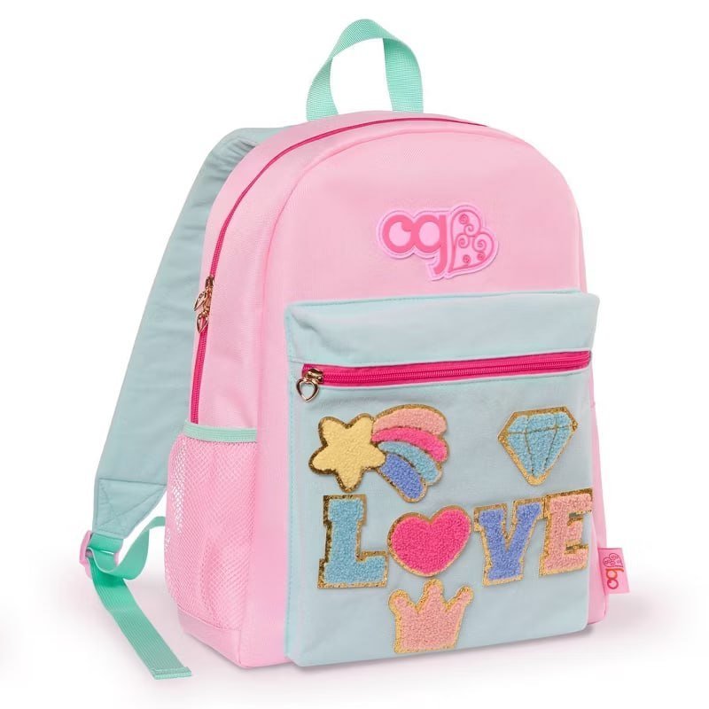 Our Generation Be Awesome! Kids' 14.5" Backpack with Colorful Patch Letters, Rainbow & Heart