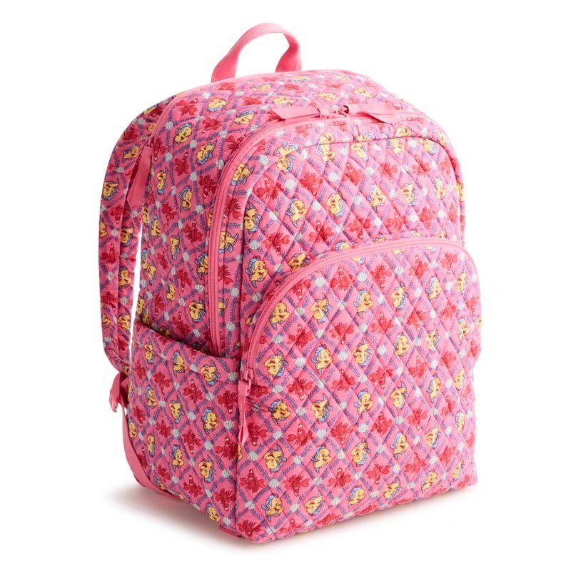 Vera Bradley Women's Disney Princesses Cotton Essential Large Backpack Ariel's Pink Lagoon Ditsy